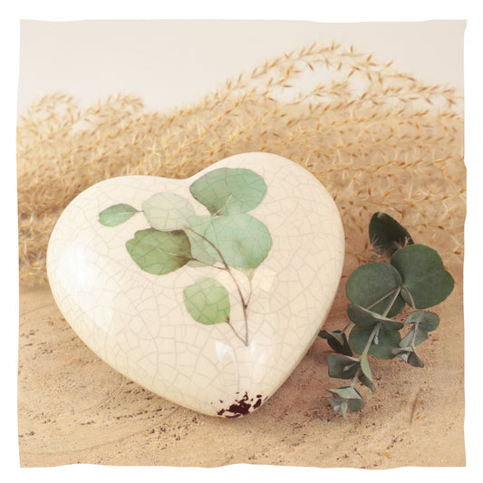 Urne en céramique "Heart with Eucalyptus”