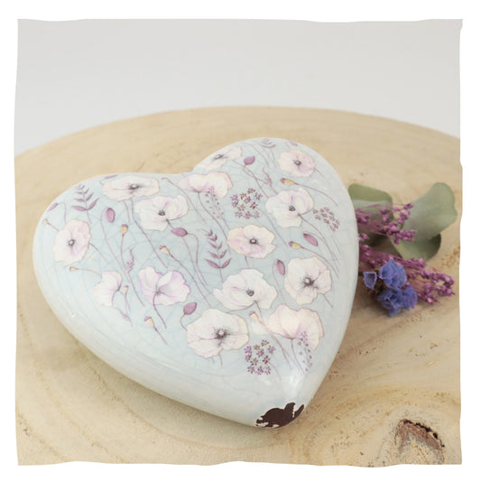 Urne en céramique "Heart with Poppy”