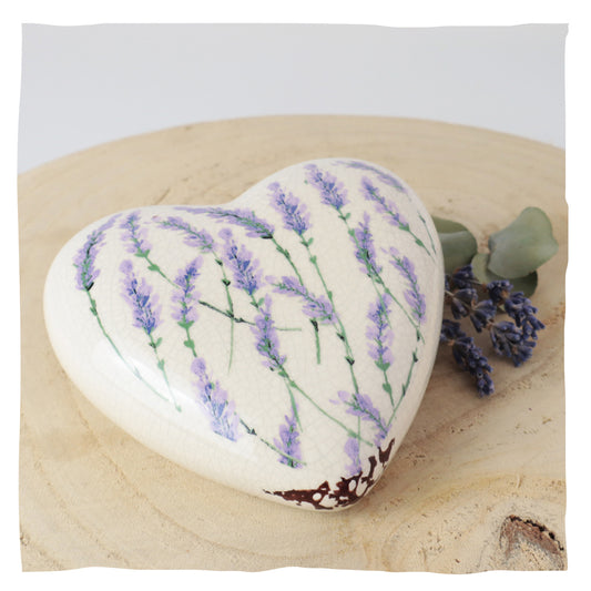 Urne en céramique "Heart with Lavender”