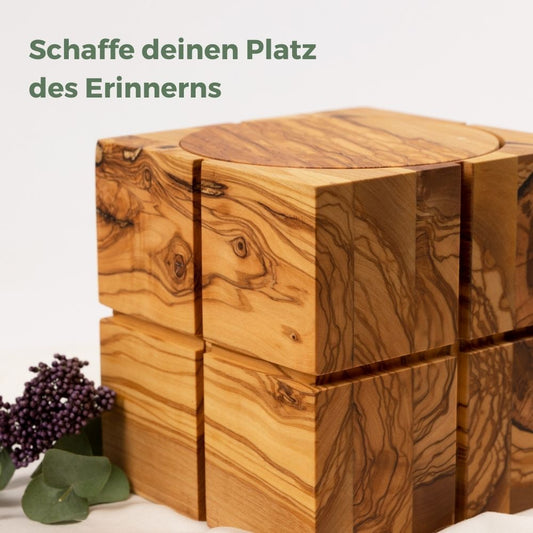 Urne en bois pour animaux "Olive Cube”