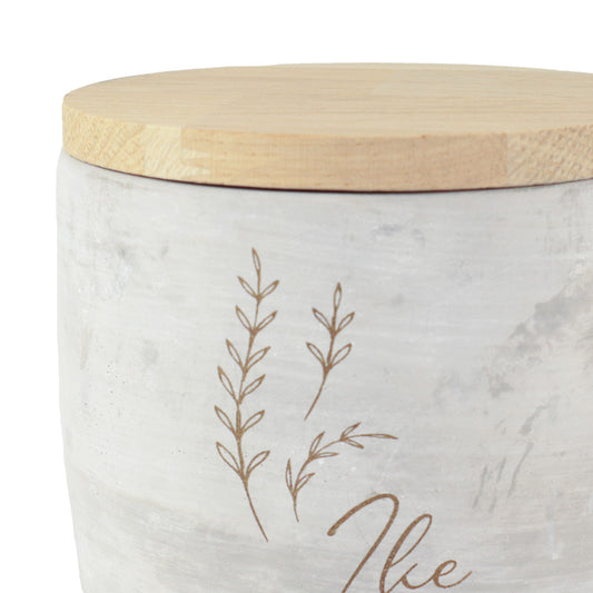 Urne en céramique "Béton Bauhaus avec fleur”