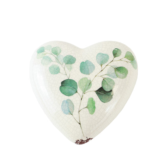 Urne en céramique "Heart with Eucalyptus”