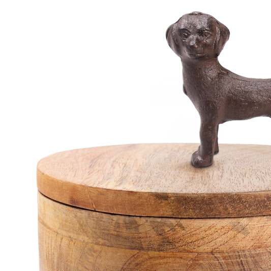 Urne en bois pour animaux "Style industriel avec chien"