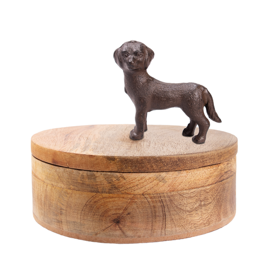 Urne en bois pour animaux "Style industriel avec chien"