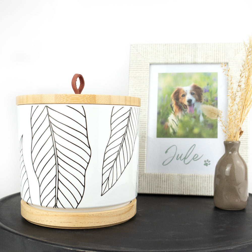 Urne pour animaux en céramique «Graphic Leaves»