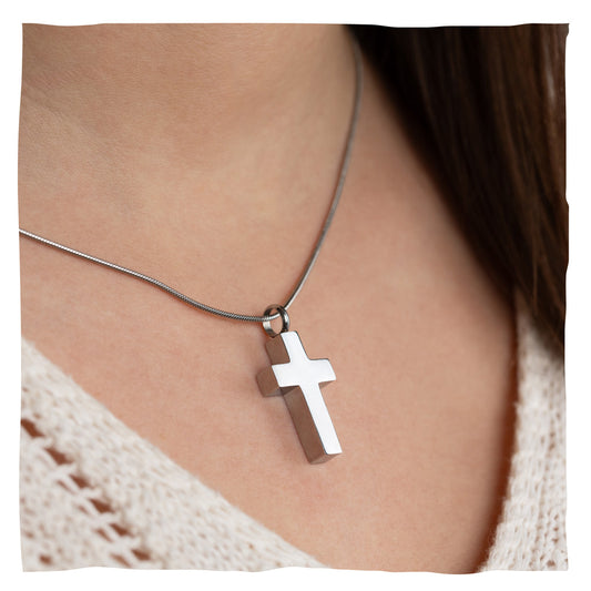 Collier de cendres "Croix" - Argent - personnalisable