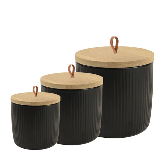 Urne en céramique "Stripes" noir