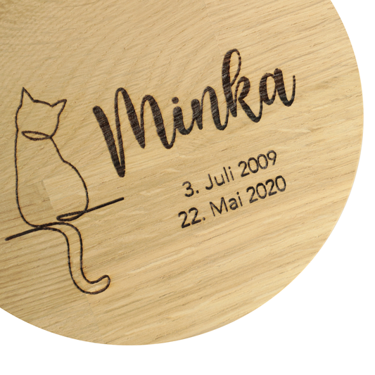 Inscription individuelle en écriture manuscrite - avec silhouette de chat et date