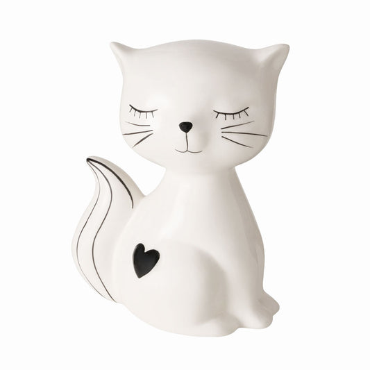 Urne en céramique "Chat blanc avec cœur"