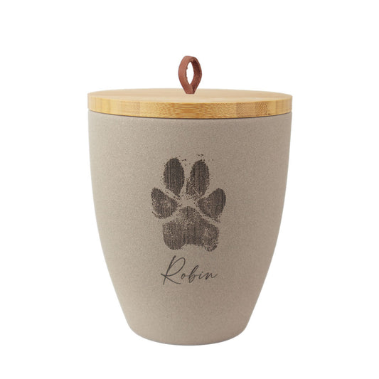 Urne en céramique "Sable classique avec l'empreinte de patte originale de ton animal"